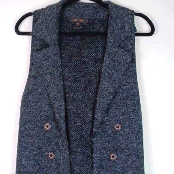 ♥️Bundle Only♥️LOVE TREE DARK GRAY DOUBLE BREASTED CARDIGAN SWEATER DUSTER SZ M - Picture 2 of 13